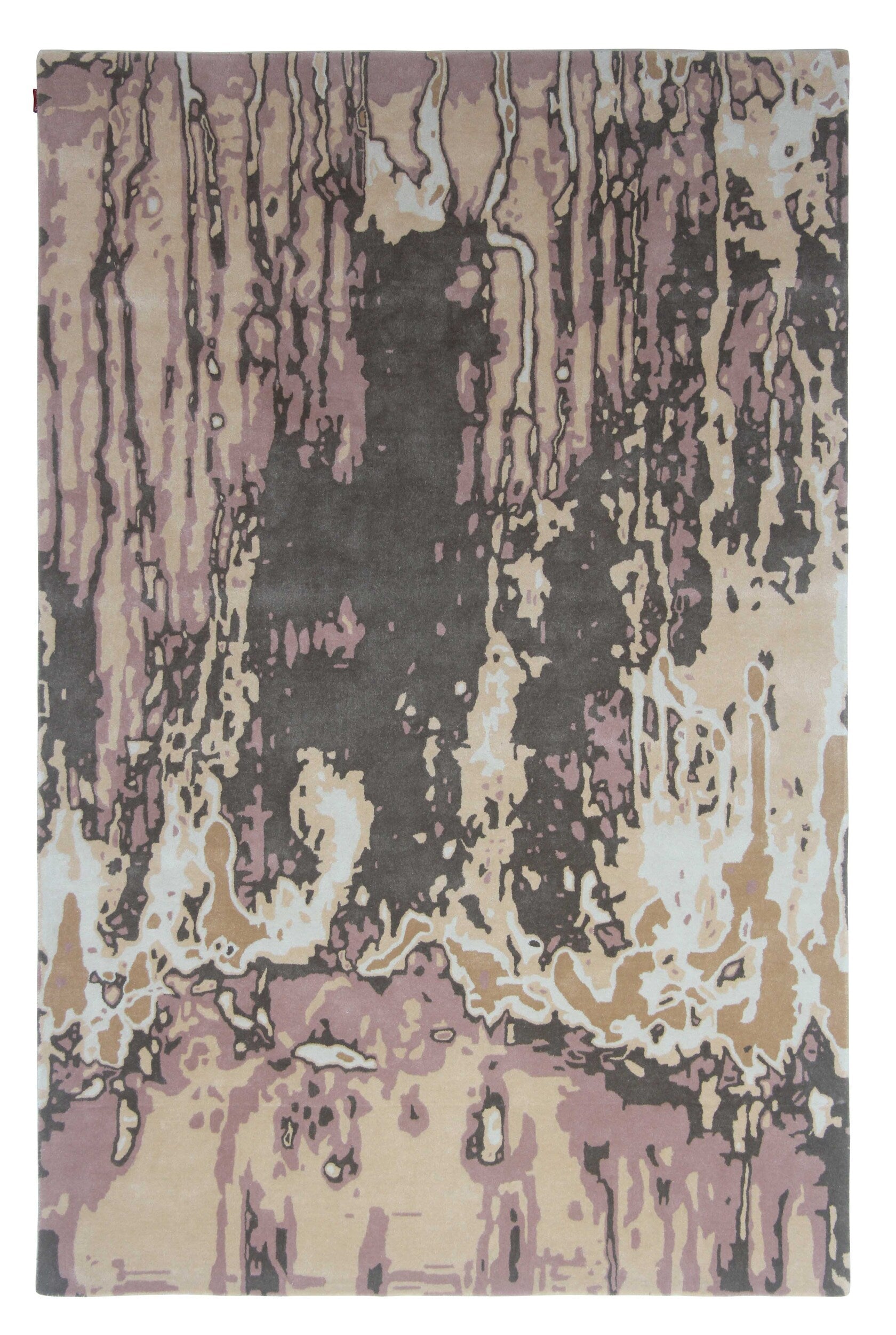The Amazing Multi Color Handmade Rug - HTW 53 (200x300cm) by RAMSHA HOME features an organic, abstract design in beige, brown, and pink. Handtufted for rich texture, its unique flowing pattern adds a modern touch to any space.