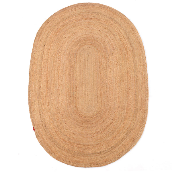 Handmade Natural Color Oval Shape Braided Rug - BR 036