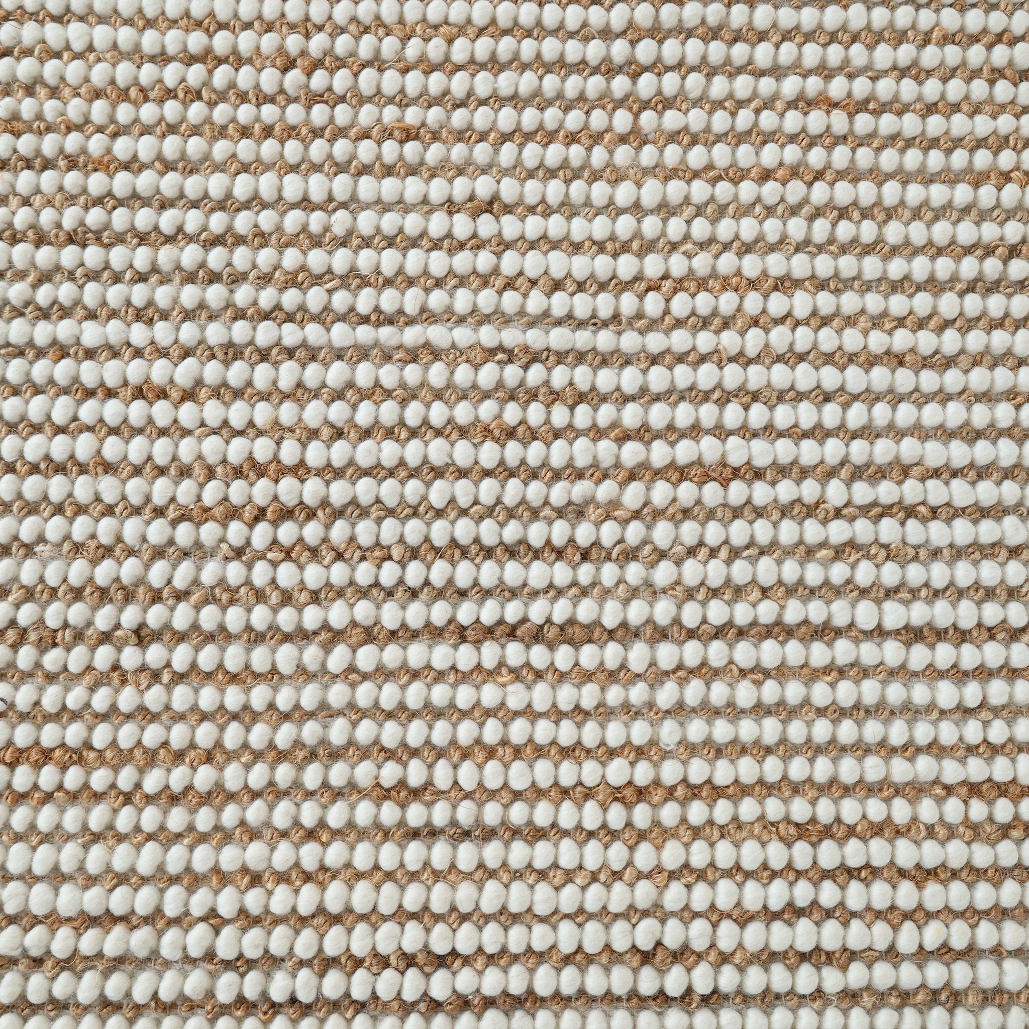 The Solid Textured Loop Pile Woven Rug For Home Decor SRN-027 by RAMSHA HOME features a repeating pattern of small white and light brown round loops, evoking the look of natural, textured fibers for a stylish and orderly home accent.