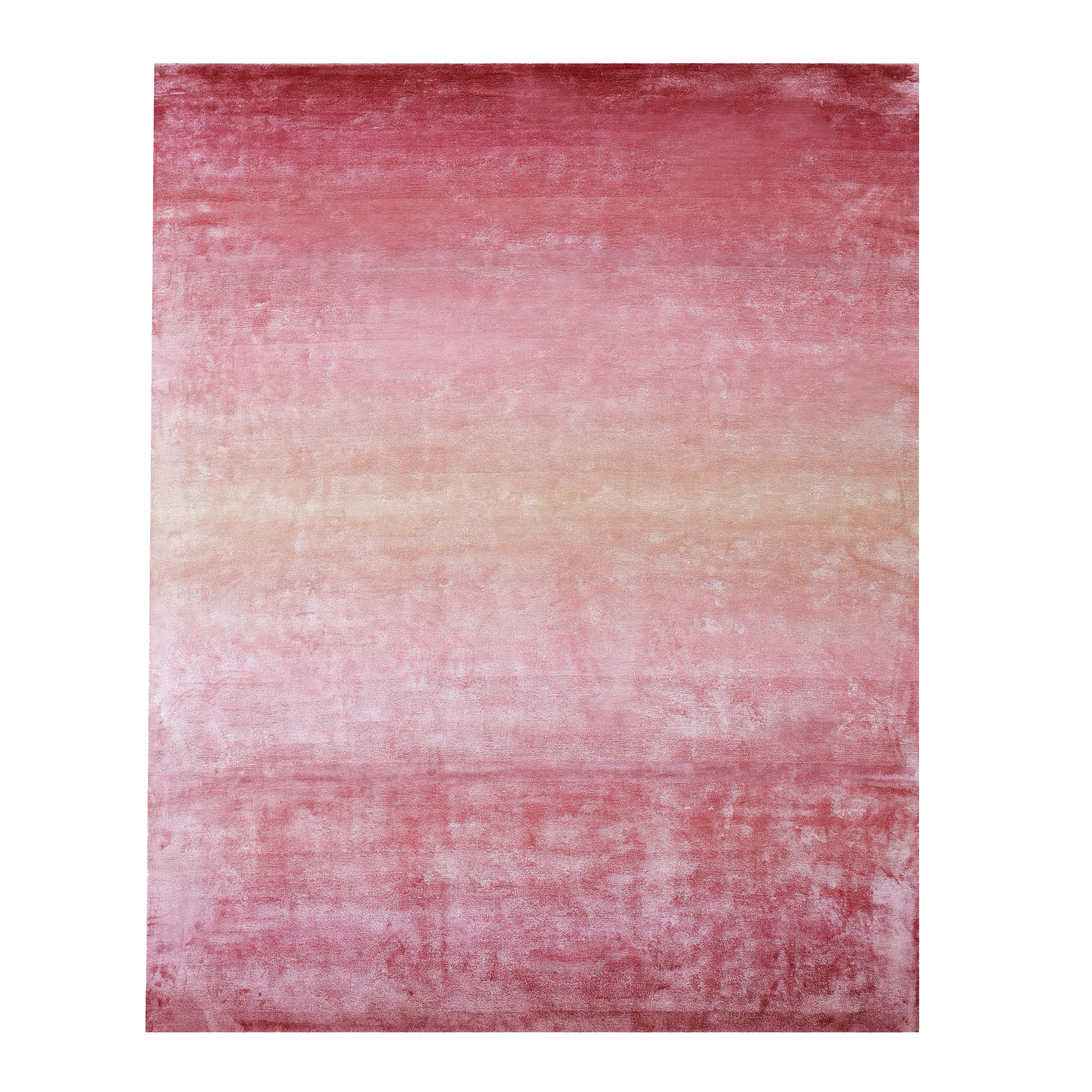 The Rose Ombre Handmade Area Rug HTV 27 (300x400 cm) by RAMSHA HOME features a modern rectangular design with a gradient from deep pink edges to light pink and beige center for a soft, blended look.