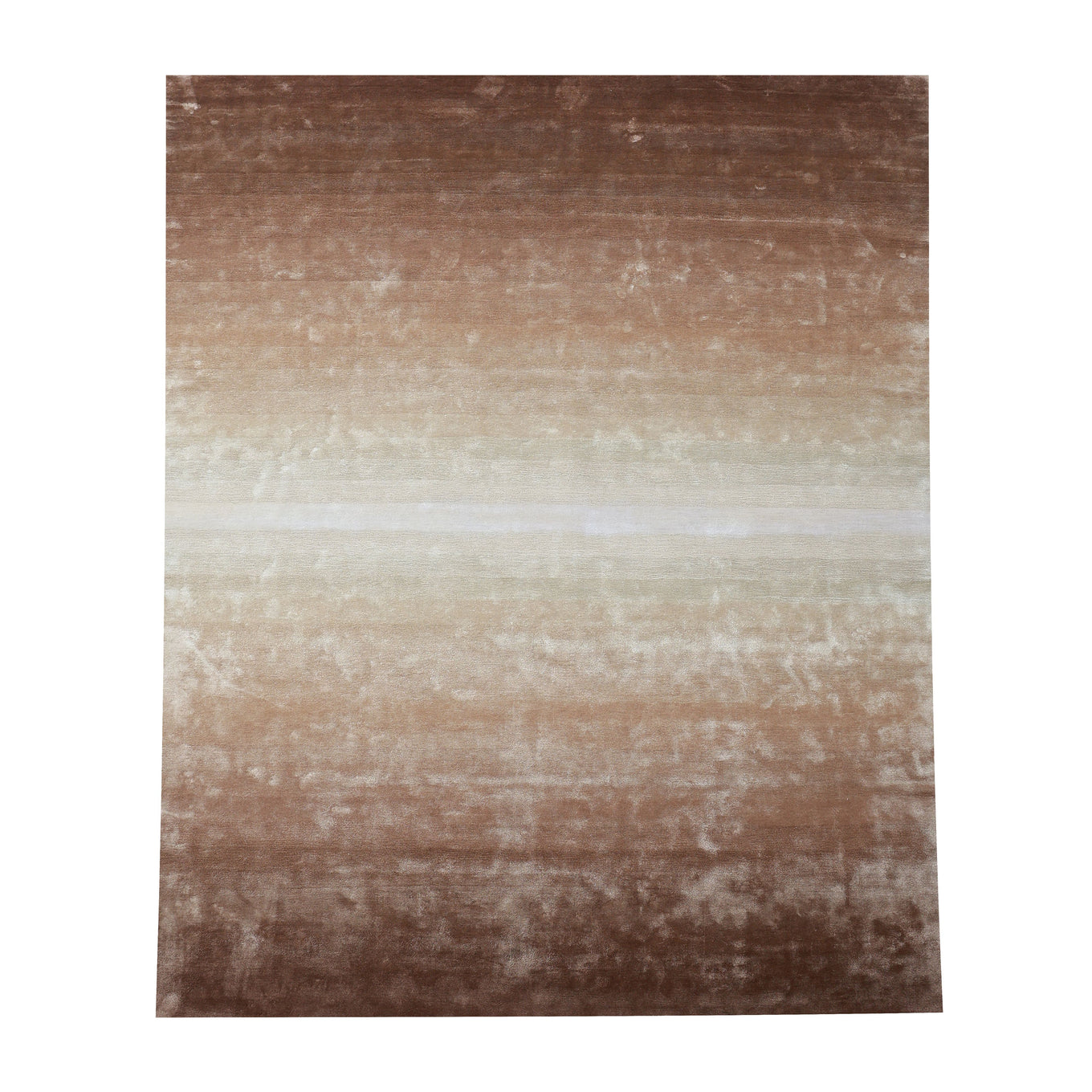 The RAMSHA HOME Caramel Ombre Handmade Area Rug - HTV 26 (300x400 cm) features a soft, velvety texture and a hand-tufted gradient design transitioning from dark brown to beige and cream, finishing in light brown.