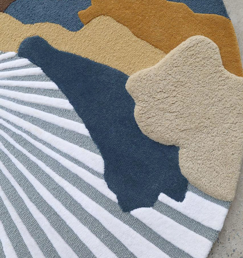 Oceanic Gradient MHT-39 Organic Shape Luxury Artisan Area Rug