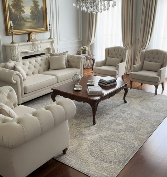 Elegant Neutral Pattern Rug – MM-21 for Living Spaces (5×7 FT)