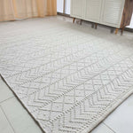 White Rectangle Woven Area Rug And Carpet For Living Room, Bedroom SR-022