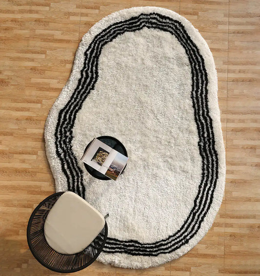 Irregular Shape with Black Outline Shaggy Rug MS-09